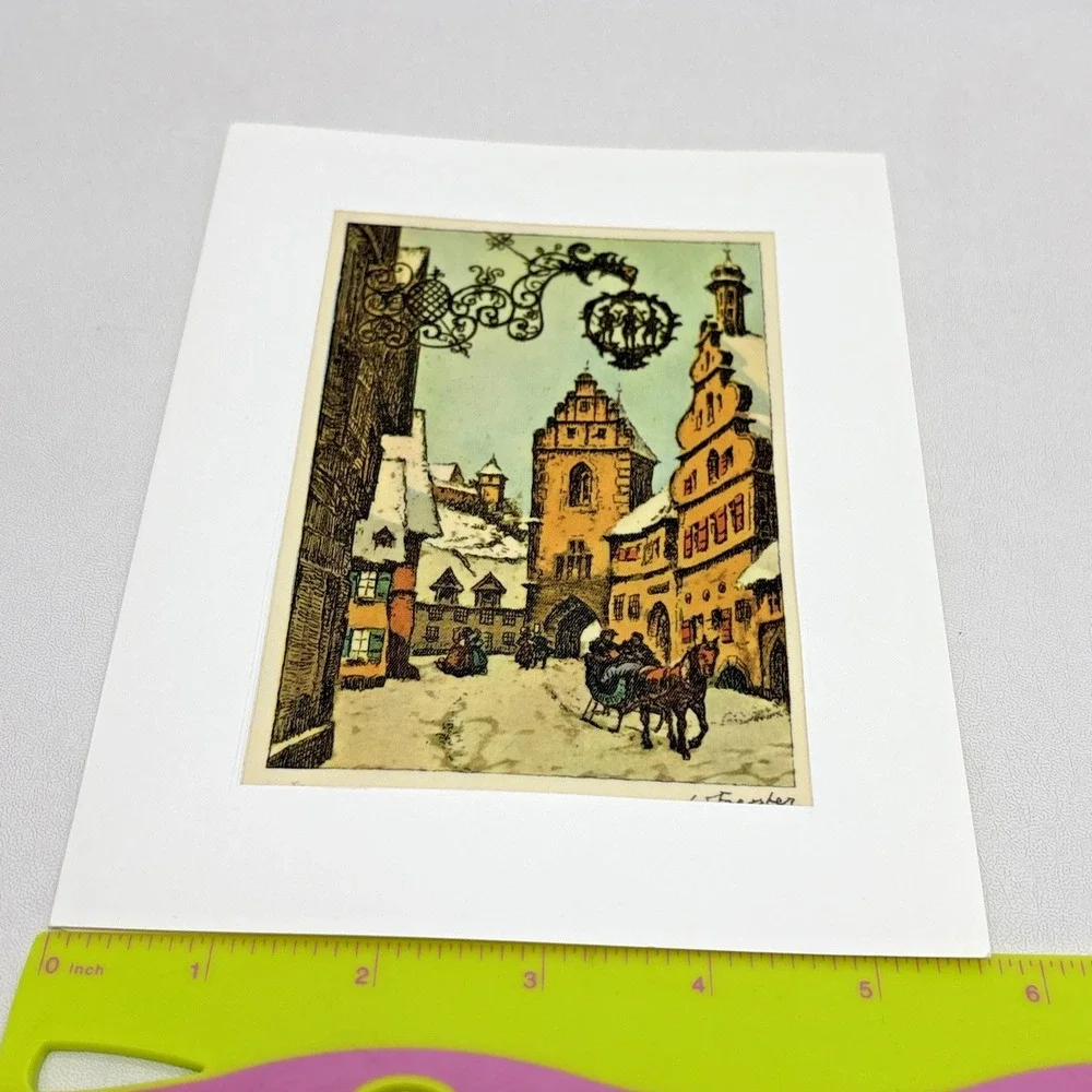 Vintage Fabric Rothenburg Tauber Kunstverlag Ernst Geissendorfer Card‎ Handmade